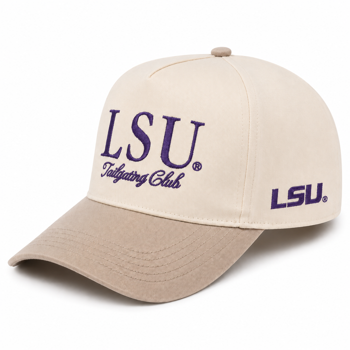 LSU Tigers Ponyflo Tailgating Club Women's Two-Tone 5-Panel Ponytail Hat - Beige