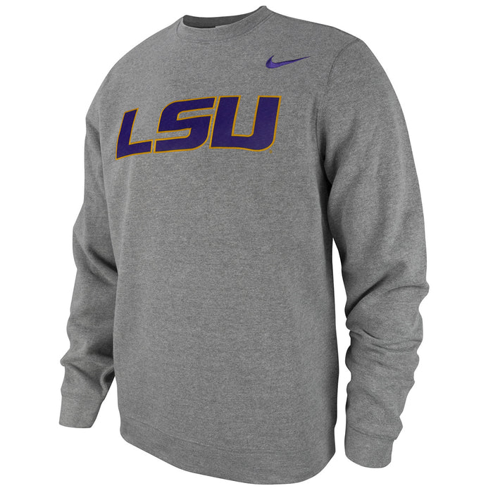 LSU Tigers Nike Arch Twill Crewneck Sweatshirt - Grey