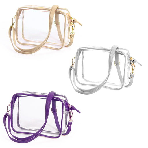 Desden Gameday Bridget Clear Purse With Vegan Leather Trim and Straps