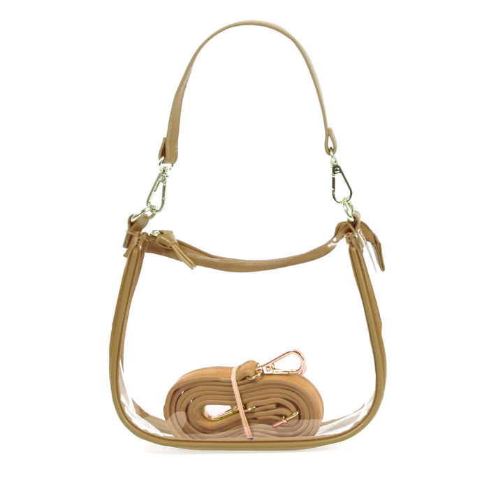 Desden Gameday Clara Clear Purse With Vegan Leather Trim and Straps