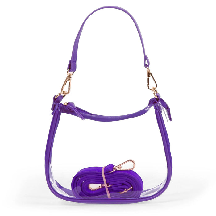 Desden Gameday Clara Clear Purse With Vegan Leather Trim and Straps