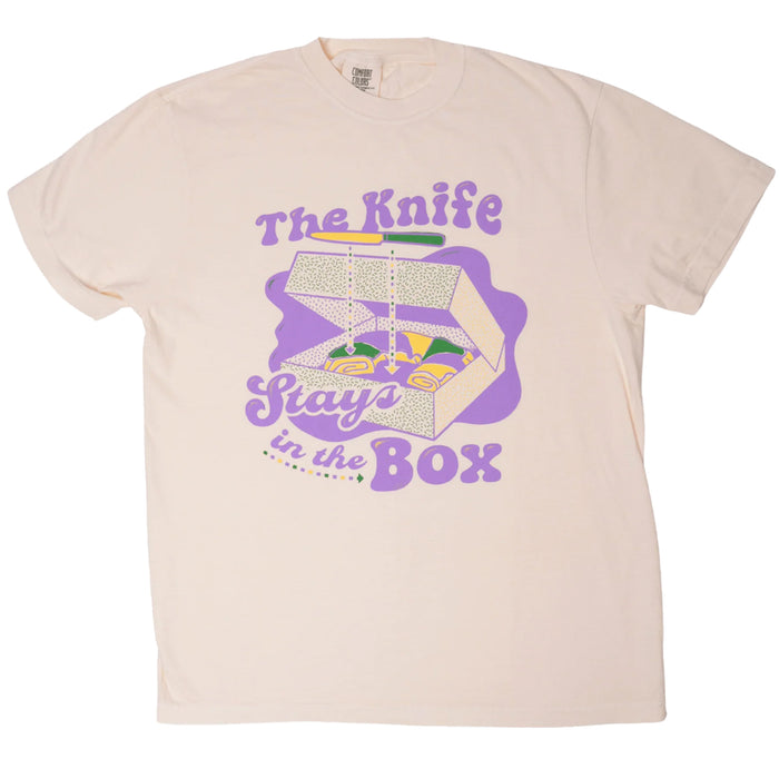 Dirty Coast Louisiana Mardi Gras The Knife Stays in the Box Garment Dyed T-Shirt - Ivory