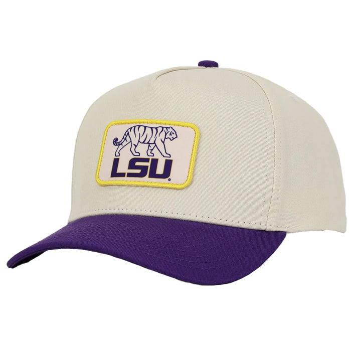 Hovi Dry Goods LSU Tigers Silhouette Cotton Patch Structured Two-Tone Hat - Cream / Purple