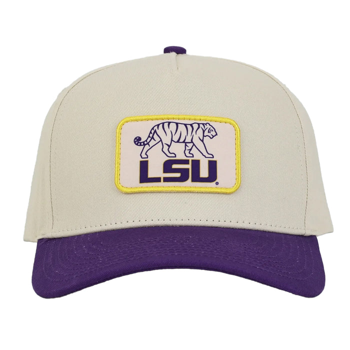 Hovi Dry Goods LSU Tigers Silhouette Cotton Patch Structured Two-Tone Hat - Cream / Purple