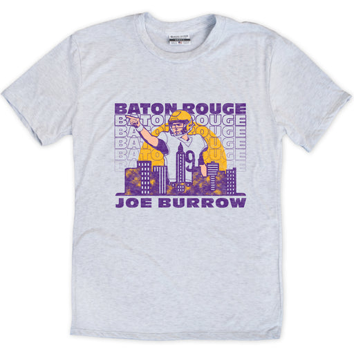 Joe Burrow 'Where I'm From' Baton Rouge Skyline Tri-Blend T-Shirt - Ash