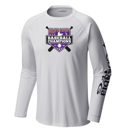 LSU Tigers Columbia Baseball National Champions PFG Terminal Tackle Long Sleeve T-Shirt - Cool Grey