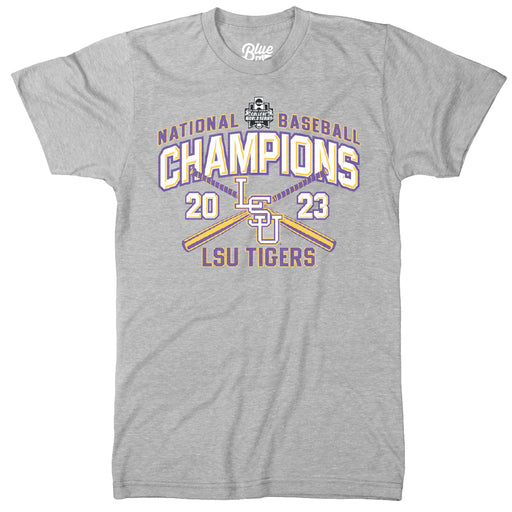 LSU Tigers Blue 84 Baseball National Champions Chirp T-Shirt - Grey