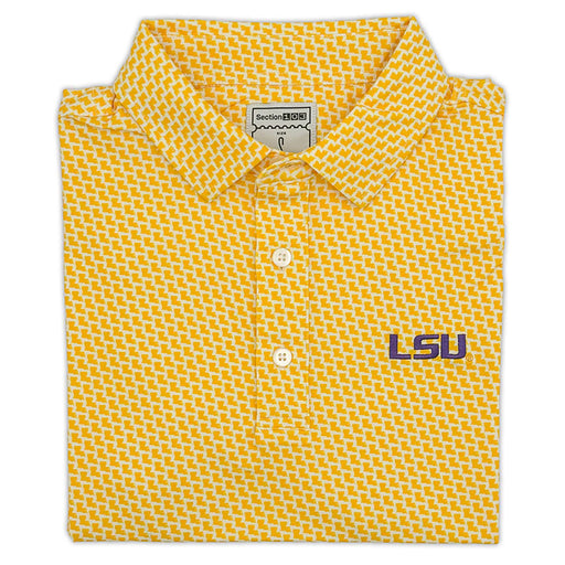 LSU Tigers Section 103 Primary LA Pattern Performance Stretch Polo - Gold