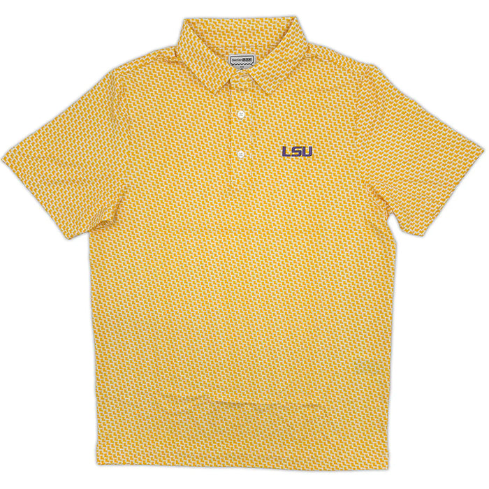 LSU Tigers Section 103 Primary LA Pattern Performance Stretch Polo - Gold