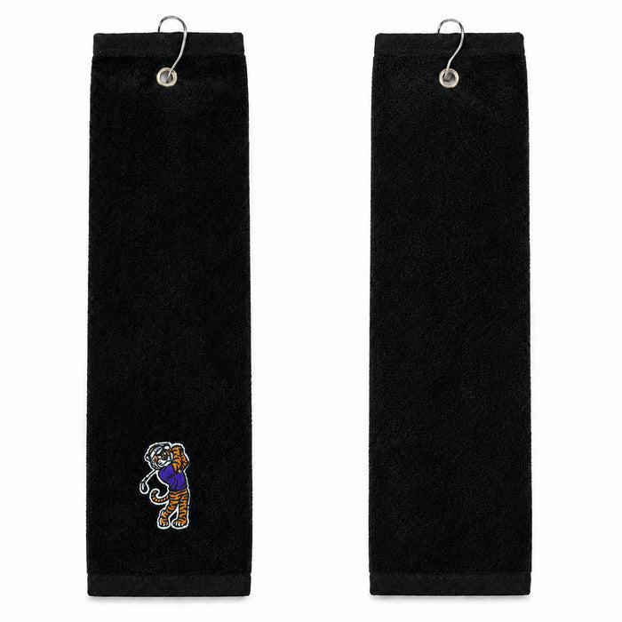 LSU Tiger Ahead Birdie Mike Embroidered Clip & Go Golf Towel - Black