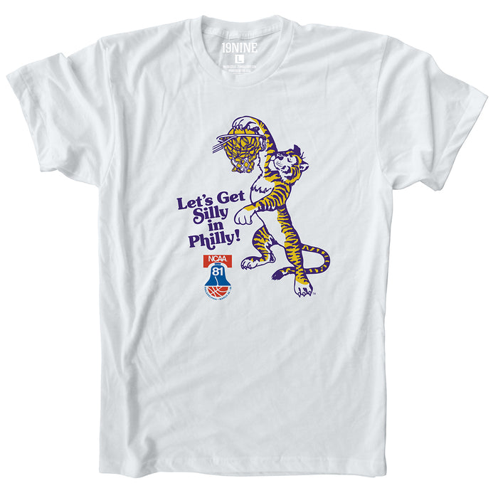 LSU Tigers 19Nine Dunking Tiger 'Silly In Philly' 1981 NCAA Tournament T-Shirt - White