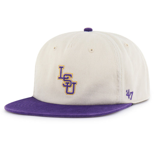 LSU Tigers 47 Baseball Interlock Two-Tone Burnside '47 Captain RL (Relaxed) Adjustable Hat - Natural / Purple