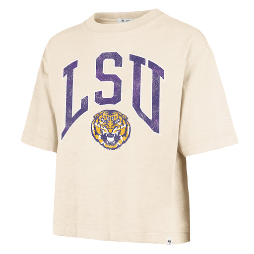 LSU Tigers 47 Brand Arch Tiger Mindi Heavy Slub Crop T-Shirt - Mojave