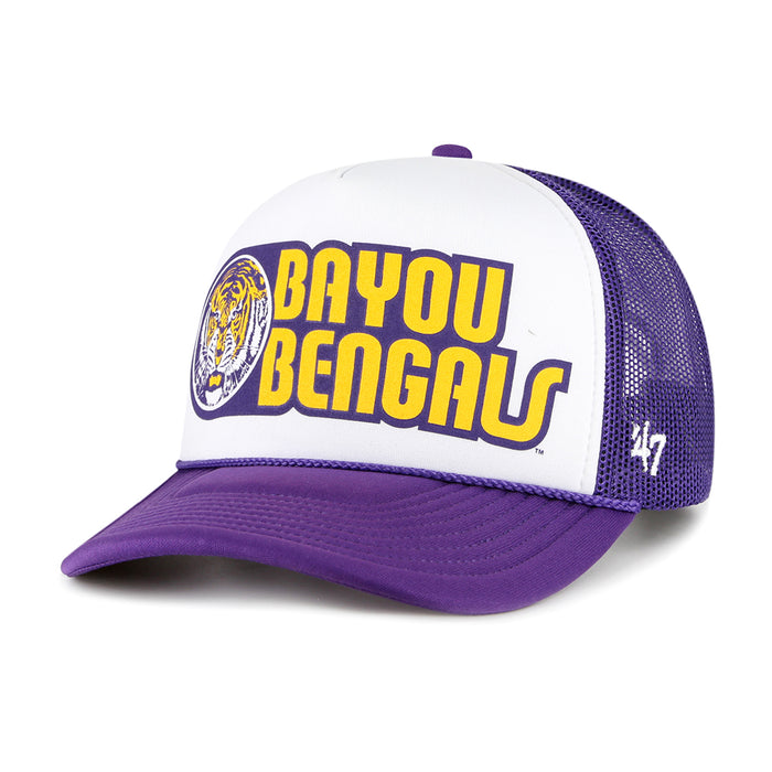 LSU Tigers 47 Brand Bayou Bengals Foam Article Mesh Trucker Hat - Purple