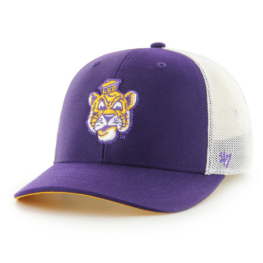 LSU Tigers 47 Brand Beanie Mike 47 Trophy Stretch Mesh Fitted Trucker Hat - Purple