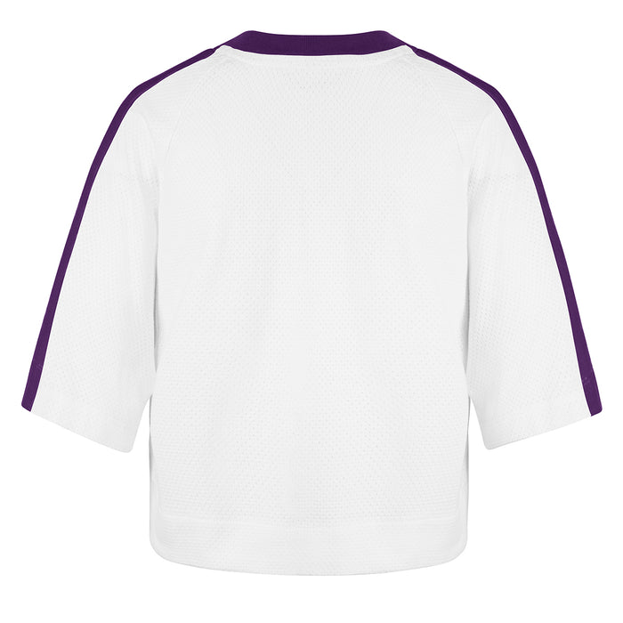 LSU Tigers 47 Brand Beanie Mike Big Overarch Women's Drop-needle Raglan V-Neck Mesh Jersey - White