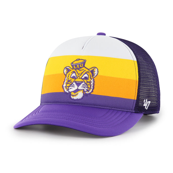 LSU Tigers 47 Brand Beanie Mike Foam Kelso Hitch Mesh Trucker Hat - Purple