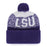 LSU Tigers 47 Brand Beanie Mike Historic Bone Chill ’47 Cuff Knit With Pom - Purple