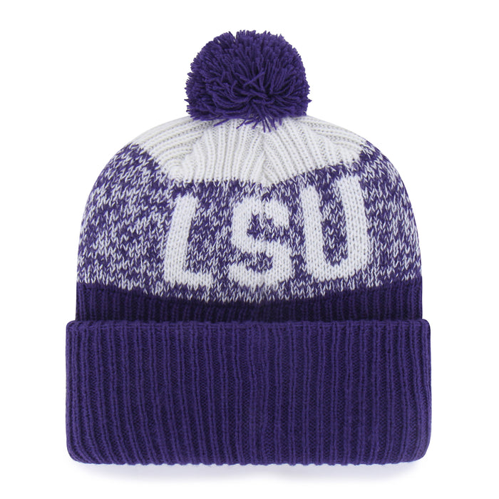 LSU Tigers 47 Brand Beanie Mike Historic Bone Chill ’47 Cuff Knit With Pom - Purple