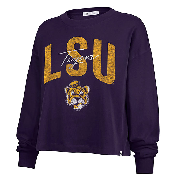 LSU Tigers 47 Brand Beanie Mike Sydney Women's Long Sleeve Crop T-Shirt - Purple