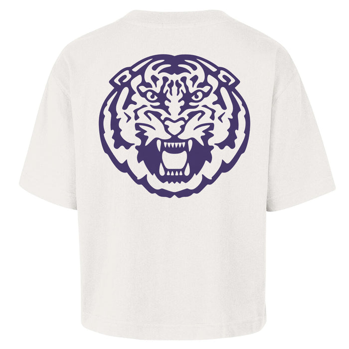 LSU Tigers 47 Brand Geaux Tigers Straight Thru Reed City Crop T-Shirt - Sandstone