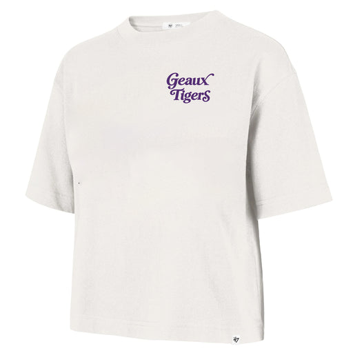LSU Tigers 47 Brand Geaux Tigers Straight Thru Reed City Crop T-Shirt - Sandstone