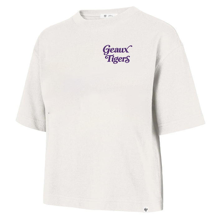 LSU Tigers 47 Brand Geaux Tigers Straight Thru Reed City Crop T-Shirt - Sandstone