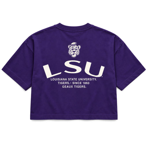 LSU Tigers 47 Brand Hadrian Foundation Crop Heavyweight T-Shirt - Purple