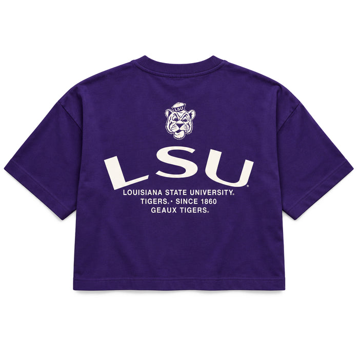 LSU Tigers 47 Brand Hadrian Foundation Crop Heavyweight T-Shirt - Purple