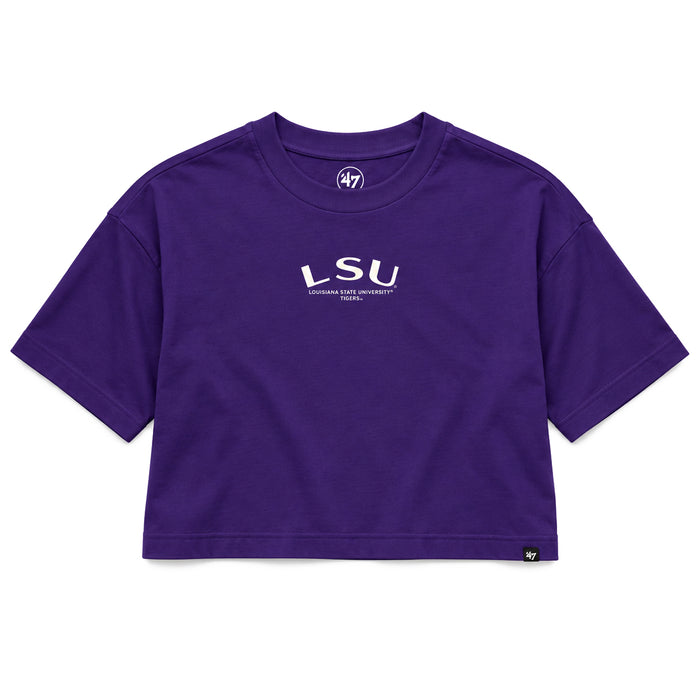 LSU Tigers 47 Brand Hadrian Foundation Crop Heavyweight T-Shirt - Purple