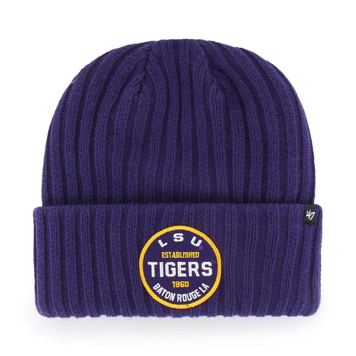 LSU Tigers 47 Brand Patch Round Vault Vintage Ribbed Snowdrift ’47 Cuff Knit - Purple