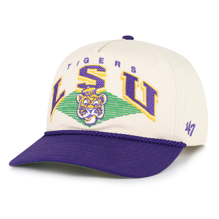 LSU Tigers 47 Brand Premium Beanie Mike Pomona Hitch Five-Panel Rope Hat - Natural / Purple