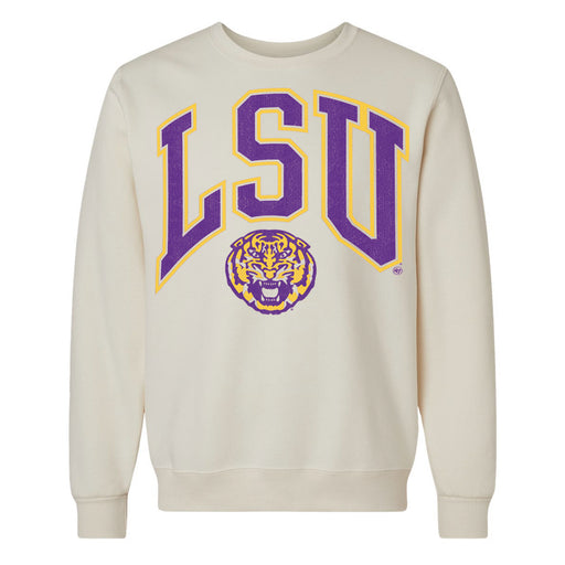 LSU Tigers 47 Brand Premium Campus Wide Vintage Tubular Crewneck Sweatshirt - Dune