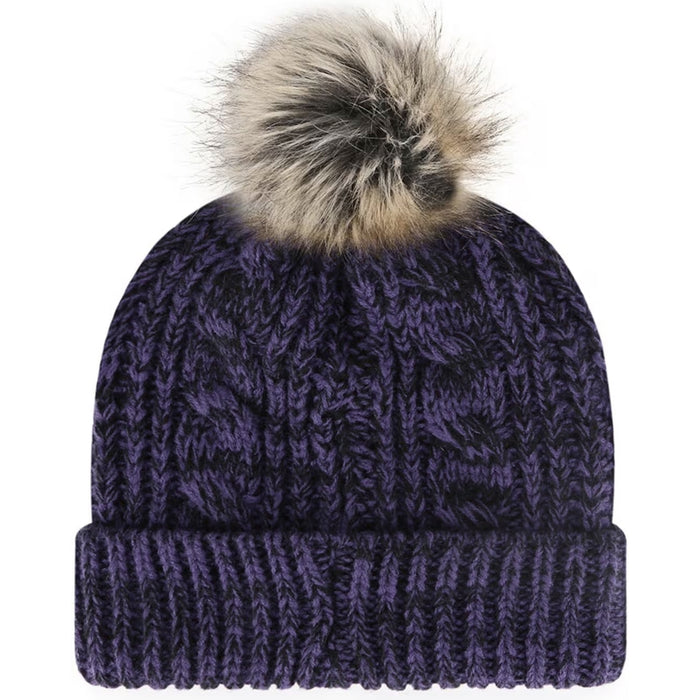 LSU Tigers 47 Brand Women's Beanie Meeko Cuffed Cable Knit With Pom - Purple