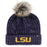 LSU Tigers 47 Brand Women's Beanie Meeko Cuffed Cable Knit With Pom - Purple