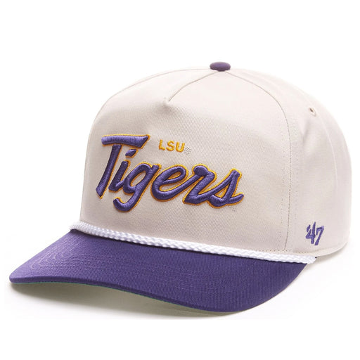 LSU Tigers 47 Crosstown Script Two Tone Hitch Five-Panel Rope Hat - Bone / Purple
