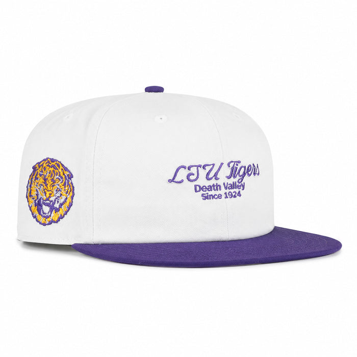 LSU Tigers 47 Script Stack Two-Tone Burnside '47 Captain RL (Relaxed) Adjustable Hat - Sandstone / Purple