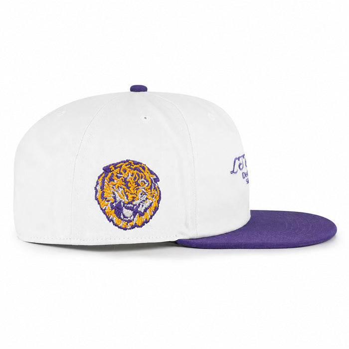 LSU Tigers 47 Script Stack Two-Tone Burnside '47 Captain RL (Relaxed) Adjustable Hat - Sandstone / Purple