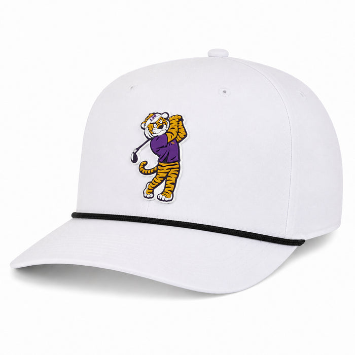 LSU Tigers Ahead Birdie Mike Alto Structured AeroSphere Performance 5-Panel Rope Hat - White