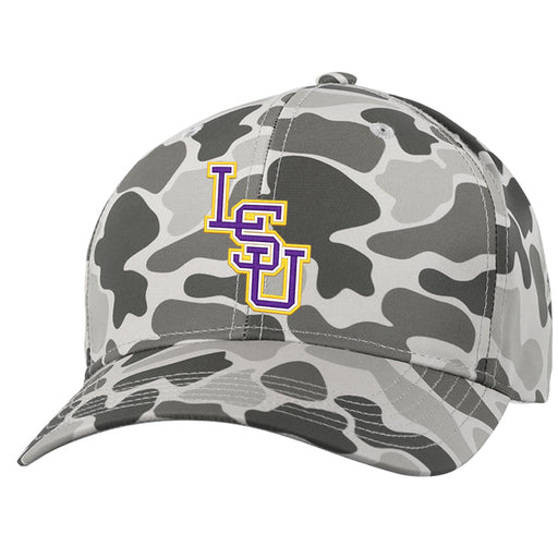 LSU Tigers Ahead Baseball Interlock Fudd Structured Performance Hat - Grey Camo