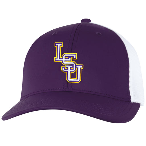 LSU Tigers Ahead Baseball Interlock Hugo Fitted Stretch Flex Mesh OSFM Hat - Purple