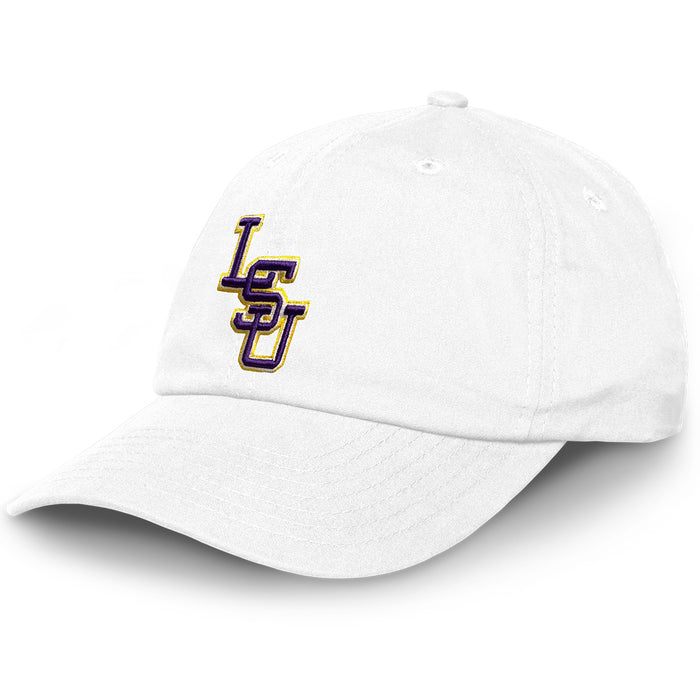 LSU Tigers Ahead Interlock Largo Relaxed Crown Adjustable Hat - White