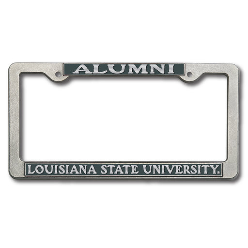 LSU Tigers Alumni Heavy Duty Pewter License Plate Frame