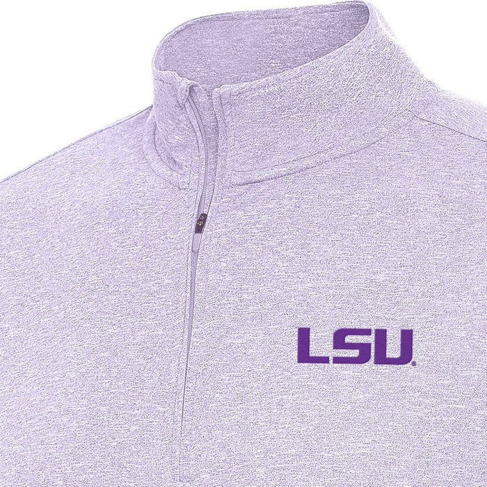 LSU Tigers Antigua Hunk Heather Performance 1/4 Zip Pullover - Lilac Heather