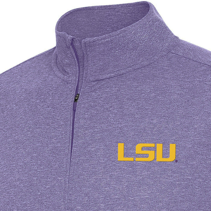 LSU Tigers Antigua Hunk Heather Performance 1/4 Zip Pullover - Purple Heather