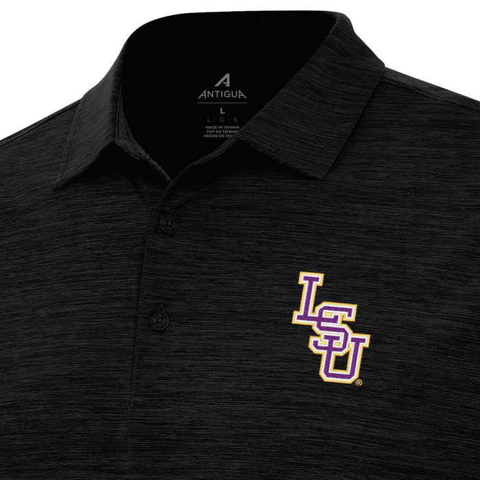 LSU Tigers Antigua Interlock Layout Heather Performance Polo - Black