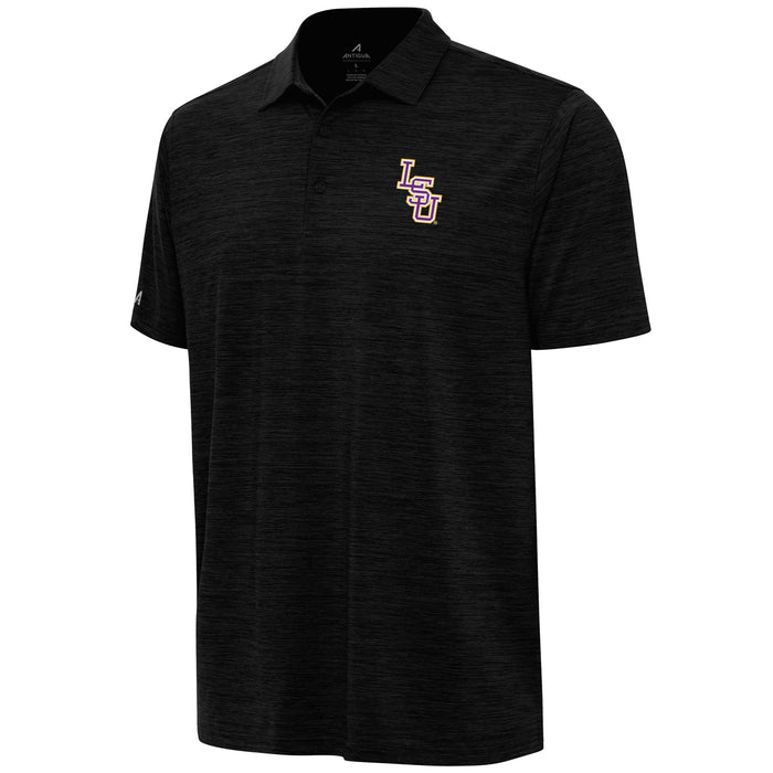 LSU Tigers Antigua Interlock Layout Heather Performance Polo - Black