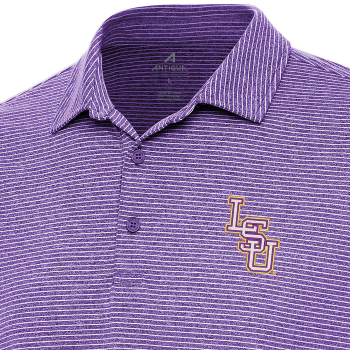 LSU Tigers Antigua Interlock Scheme Heather Stripe Performance Polo - Purple