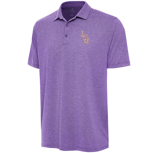 LSU Tigers Antigua Interlock Scheme Heather Stripe Performance Polo - Purple