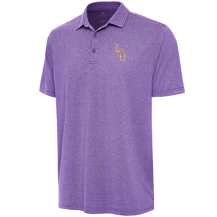 LSU Tigers Antigua Interlock Scheme Heather Stripe Performance Polo - Purple